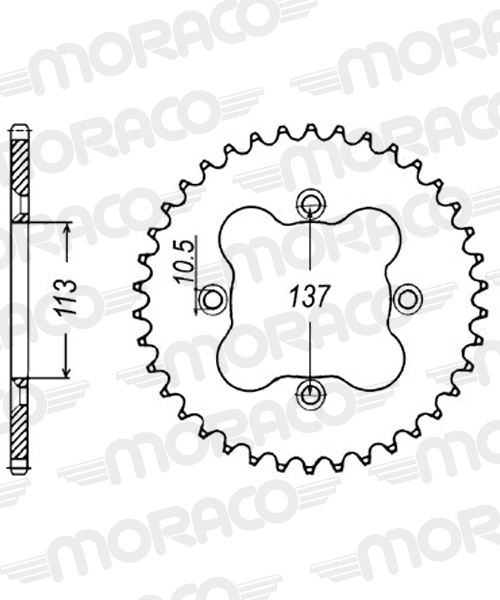 Couronne JT Sprockets 38Z PAS 520 Diamètre Intérieur 113 - vue 3