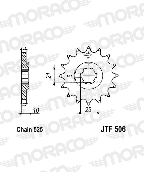 Pignon JT Sprockets 14Z PAS 525 à grosse denture 5 Diamètre intérieur 21 - vue 2