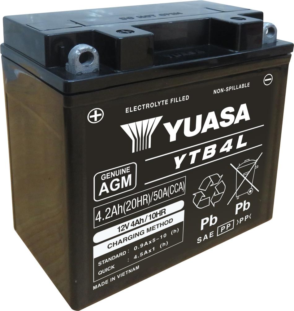 Batterie Yuasa YTB4L 12V 4 ah ( remplace la YTX4L-BS) - agm active usine - vue 2