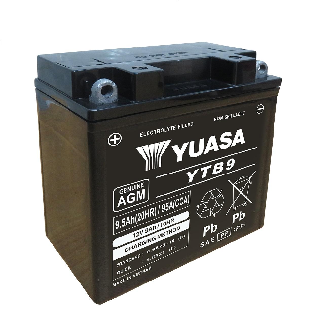 Batterie Yuasa YTB9 12V 9.5Ah AGM - vue 2