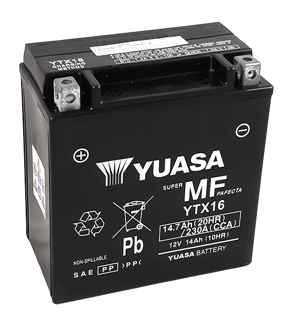 Batterie moto YTX16 Yuasa - vue 2