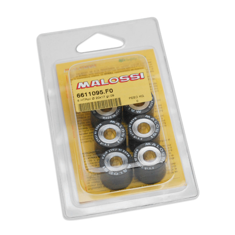 Galet-rouleau maxiscooter Malossi 20X17 9,0G (X6) pour peugeot 125 satelis + pour variateur multivar yamaha 125 xmax-mbk 125 skycruiser, skyliner (6611095SF)