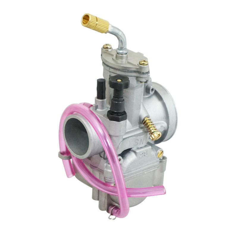 Carburateur type PWK 28 Silver à boisseau plat entrée air poli avec coude tournant P2R - vue 3
