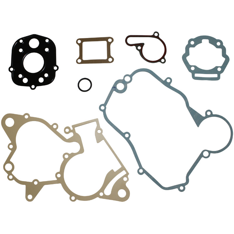 Joint moteur 50 à boîte adaptable Derbi 50 Senda 2006+, GPR 2006+, Gilera 50 SMT 2006+, RCR 2006+ moteur Piaggio Euro 3 pochette complète P2R