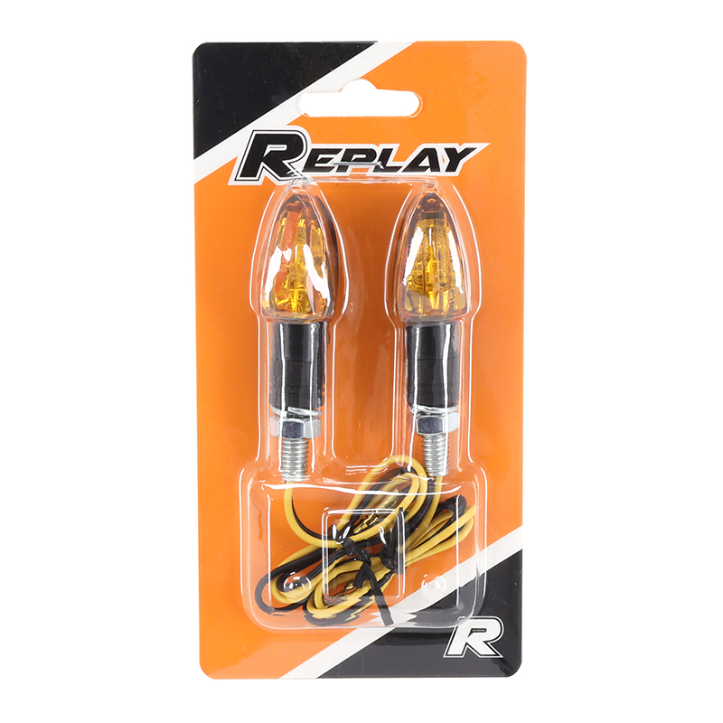 Clignotant universel Replay micro flèche à ampoule BAU9S orange-noir court (L 55 mm - H 20 mm - l 22 mm) homologué CE (paire) - vue 3