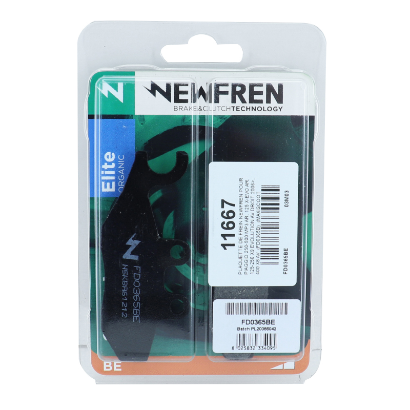 Plaquette de frein Newfren FD0365B pour Piaggio MP3 250-500, X-Evo 125, X9 Evolution 125-250, X8 400 - vue 3