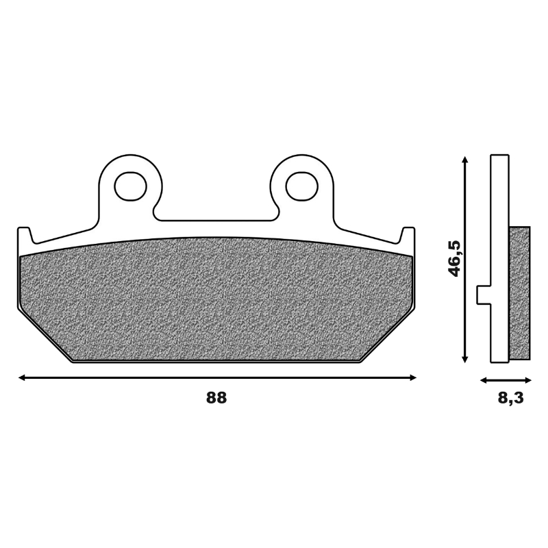 Plaquette de frein Newfren pour suzuki 400 burgman 2007+ ar, 650 burgman 2002+ ar (l 88MM - h 46.5MM - p 8.3MM) (FD0356BE) (elite organique) - vue 2