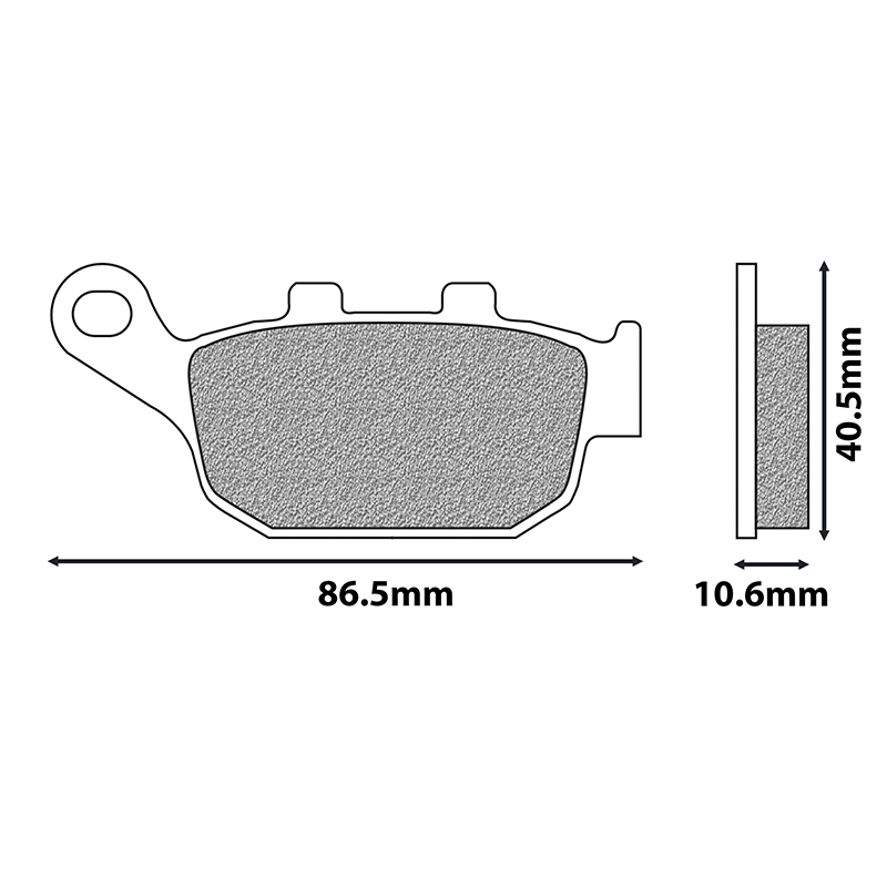 Plaquette de frein Newfren pour triumph 675 street triple 2008+2012 ar - honda 750 XRV africa twin 1990+2003 ar (l 86.5MM - h 40.5MM - p 10.6MM) (FD0136BE) (elite organique) - vue 2