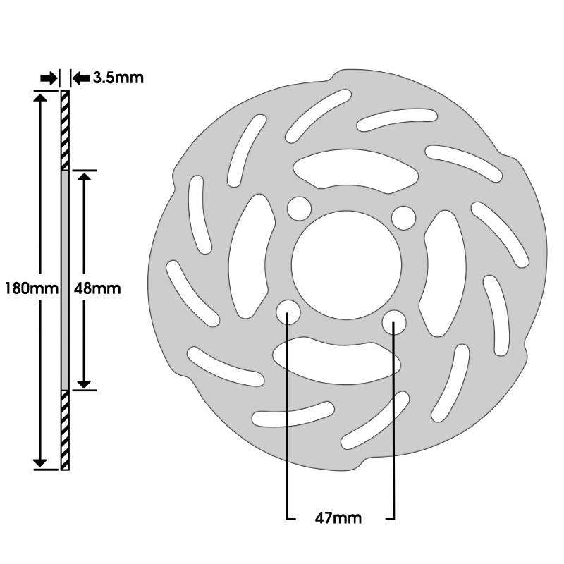Disque de frein adaptable MBK 50 booster 1999+ av, NG 1995+1998 av - yamaha 50 BWS 1999+ av, bump 1995+1998 av (ext 180MM, int 48MM, 4 trous) -Replay - vue 2