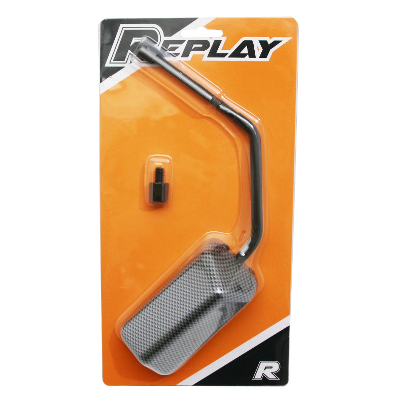 Retroviseur scoot Replay F1 diam 8 reversible carbone (X1) -tige longue noir- ** (livre avec adaptateur diam 8MM pas a gauche) - vue 4