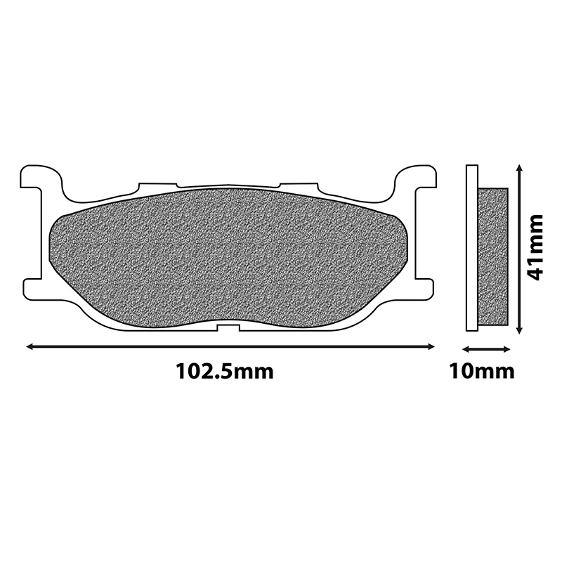 Plaquette de frein Newfren pour yamaha 500 TMAX 2001+2003 av, 900 XJ s diversion 1995+2003 av, 1300 stryker 2011+ av, 950 XV bolt 2014+ av (l 102.5MM - h 41MM - p 10MM) (FD0183BE) (elite organique) - vue 2