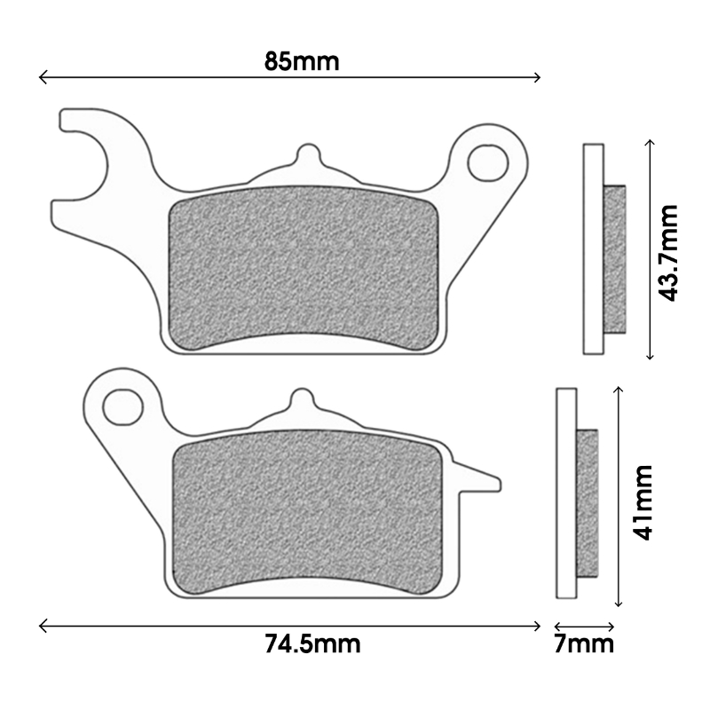 Plaquette de frein Newfren avant Honda Vision 110 2017+ (L 85MM - 74.5MM - H 43.7MM - 41MM - P 7MM) FD0539BE - vue 2