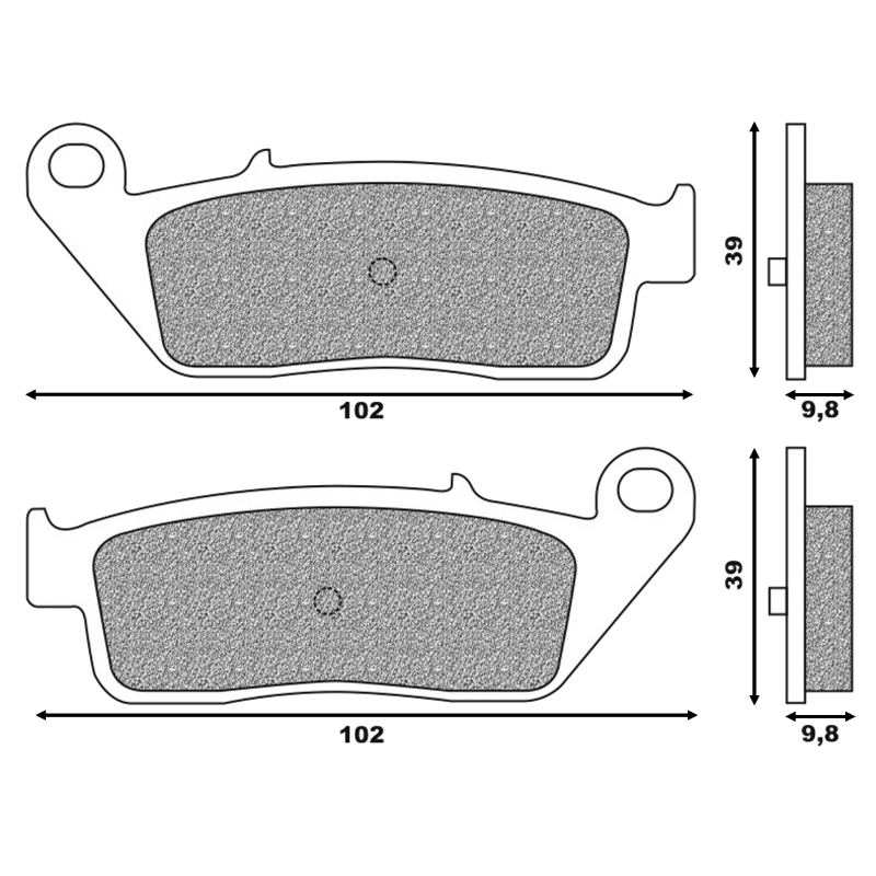 Plaquette de frein Newfren pour kymco 500 xciting 2005+ ar, 700 my road 2009+ ar (l 102MM - h 39MM - p 9.8MM) (FD0422BE) (elite organique) - vue 2