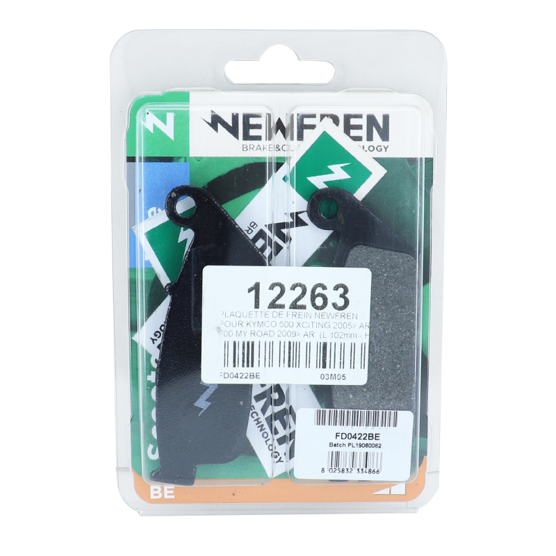 Plaquette de frein Newfren pour kymco 500 xciting 2005+ ar, 700 my road 2009+ ar (l 102MM - h 39MM - p 9.8MM) (FD0422BE) (elite organique) - vue 3