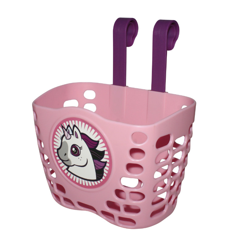 Panier avant enfant P2R licorne rose fixation par sangle sur cintre