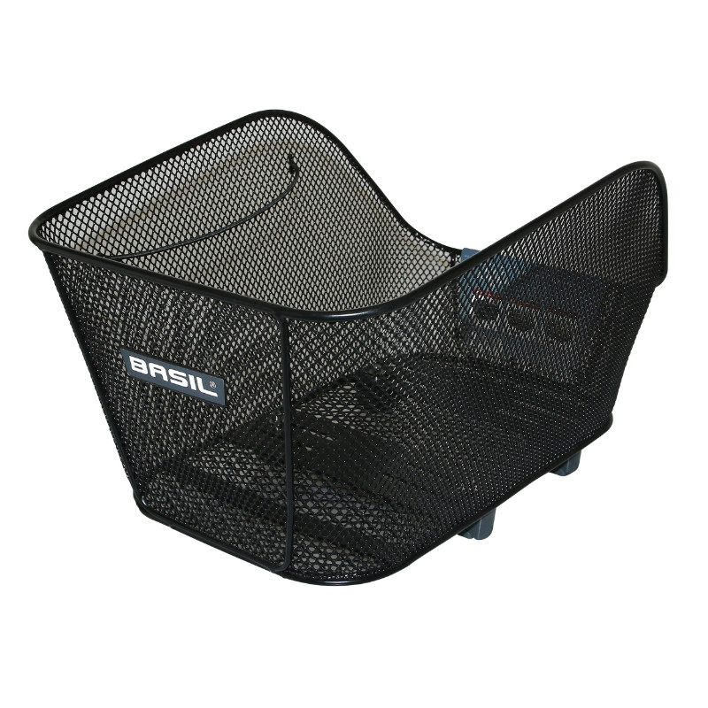 Panier arrière acier nid d'abeille Basil Icon Medium noir fixation WSL (L38 x L23 x H21 cm)