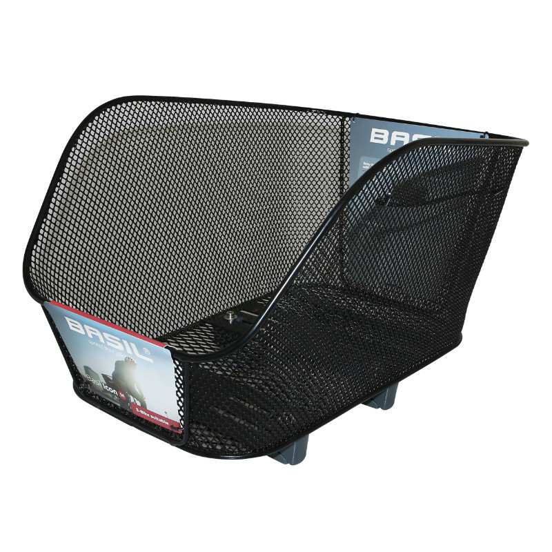 Panier arrière acier nid d'abeille Basil Icon Medium noir fixation WSL (L38 x L23 x H21 cm) - vue 2