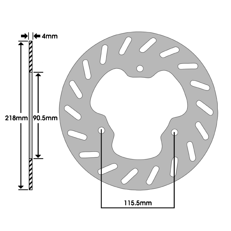 Disque de frein adaptable derbi 50 senda L-R 1994+1997 av (ext 218MM - int 90.5MM - 3 trous) (DF4052A) -Newfren - vue 2