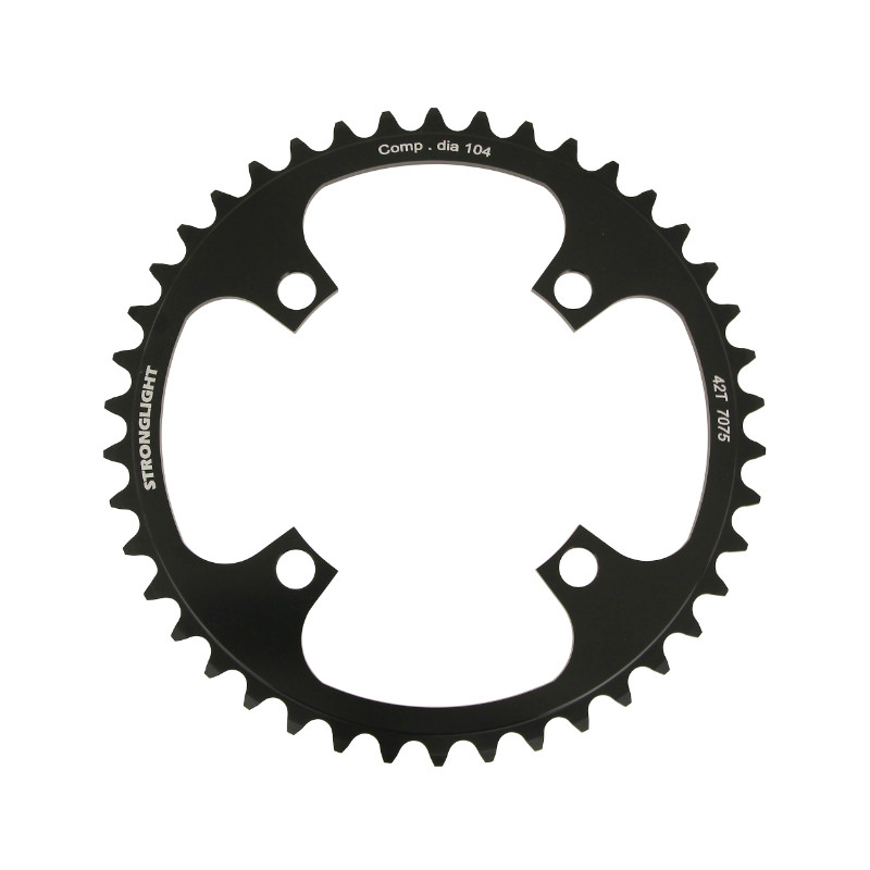 Plateau VTT 4BRA d.104 Stronglight mono 42DTS noir alu 7075 - epaisseur 3.5MM 8-9V.