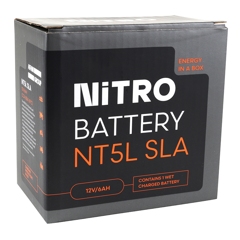 Batterie 12V 5 ah NT5L Nitro sla sans entretien prete a l'emploi (lg114xl71xh106mm) (equivalent YTC5L-BS) (activee en usine-fa) (peugeot 50 kisbee 4T) - vue 2