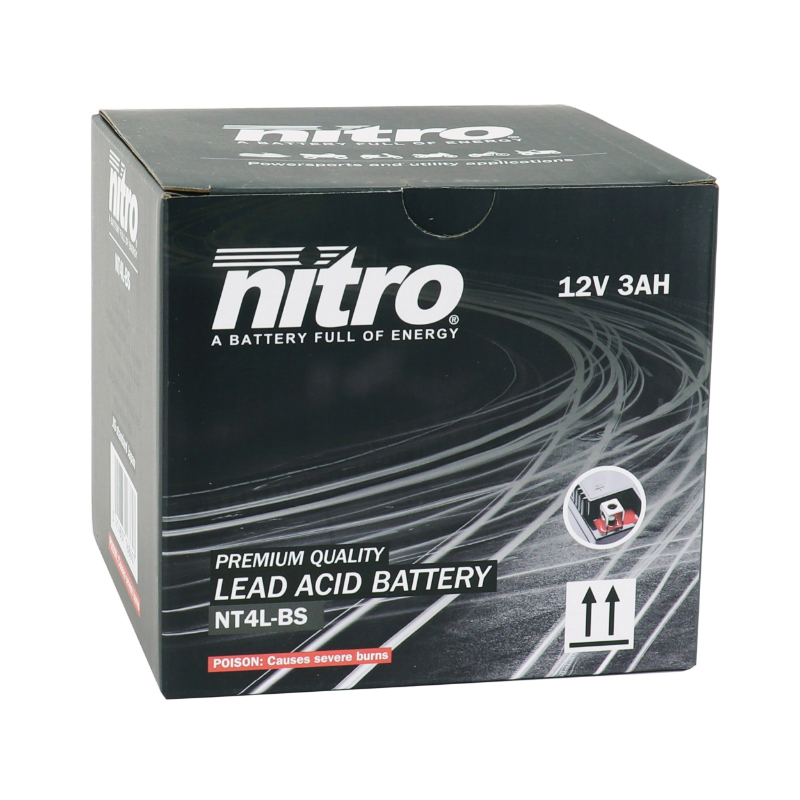 Batterie 12V 3 ah NT4L-BS Nitro MF sans entretien avec pack acide (lg114xl71xh86mm) (equivalent YT4L-BS) - vue 4