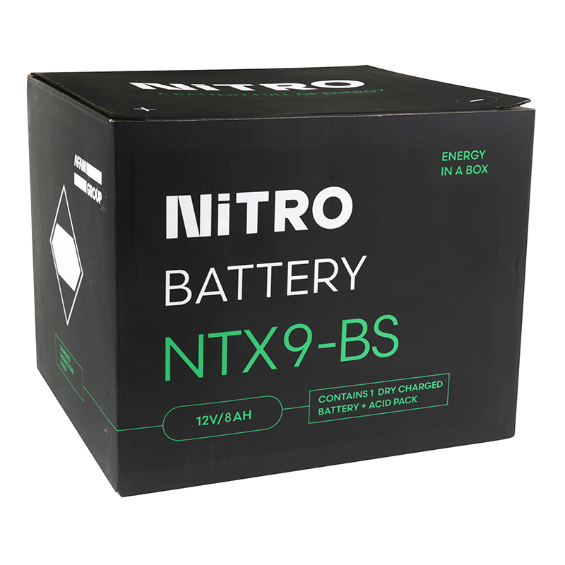 Batterie 12V 8 ah NTX9-BS Nitro MF sans entretien avec pack acide (lg150xl87xh105mm) (equivalent YTX9-BS) - vue 4