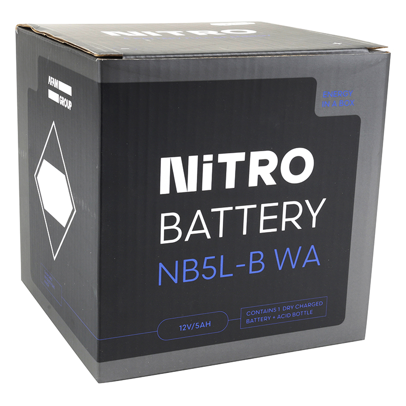 Batterie 12V 5 ah NB5L-B Nitro conventionnelle avec entretien (lg120xl60xh130mm) (equivalent YB5L-B) - vue 5