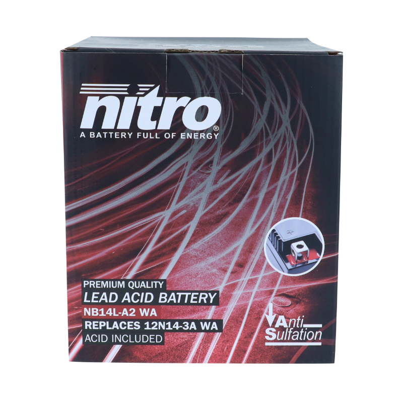 Batterie 12V 14 ah NB14L-A2 Nitro conventionnelle avec entretien (lg134xl89xh166mm) (equivalent YB14L-A2) - vue 4