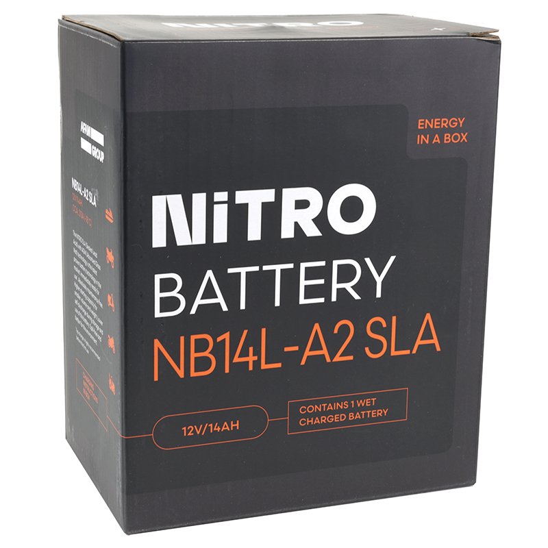 Batterie 12V 14 ah NB14L-A2 Nitro sla sans entretien prete a l'emploi (lg134xl89xh166mm) (equivalent YB14L-A2 - agm - gel) (activee en usine-fa) - vue 2