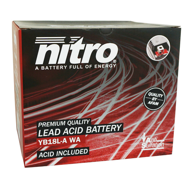 Batterie 12V 18 ah NB18L-A Nitro conventionnelle avec entretien (lg180xl90xh162mm) (equivalent YB18L-A) - vue 2
