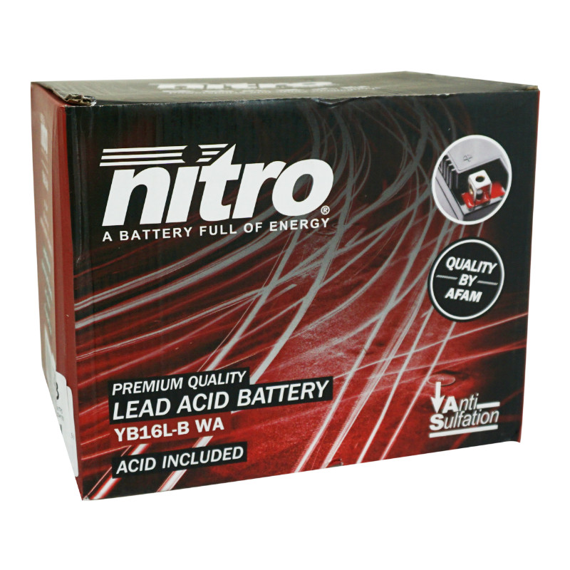 Batterie 12V 19 ah NB16L-B Nitro conventionnelle avec entretien (lg175xl100xh155mm) (equivalent YB16L-B) - vue 2