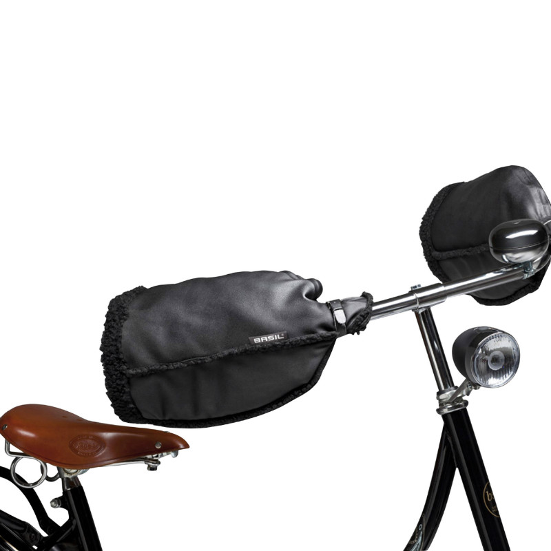 Manchon protège-main vélo Basil Warmers imitation cuir noir - vue 2