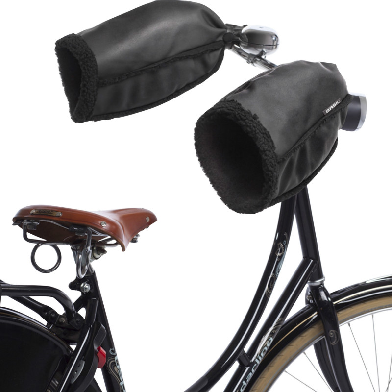 Manchon protège-main vélo Basil Warmers imitation cuir noir - vue 3