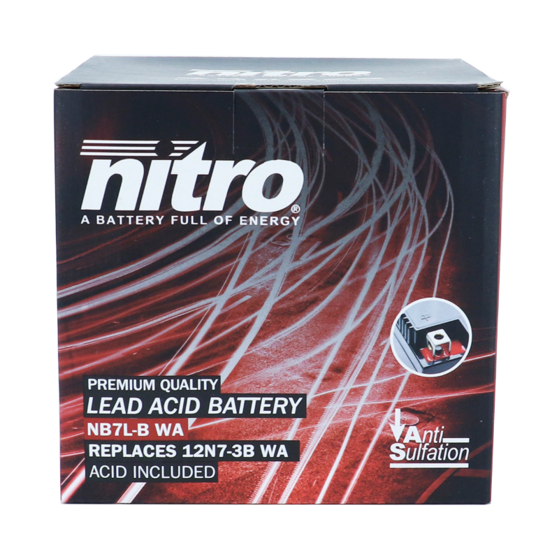 Batterie 12V 8 ah NB7L-B Nitro conventionnelle avec entretien (lg135xl75xh133mm) (equivalent YB7L-B) - vue 4
