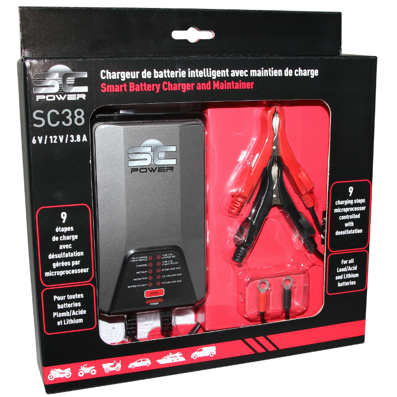 Chargeur de batterie SC Power SC38 automatique 6-12V lithium 0,8A-3,8A - vue 2
