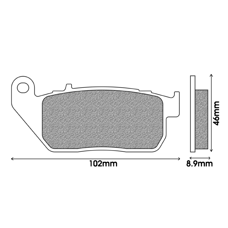 Plaquette de frein Newfren pour harley davidson 883 XL 2004+2013 av, 1200 XL 2004+2005 av, 1584 street bob 2008+2013 av et ar (l 102MM - h 46MM - p 8.9MM) (FD0387SH) (custom HD metal fritte) - vue 2
