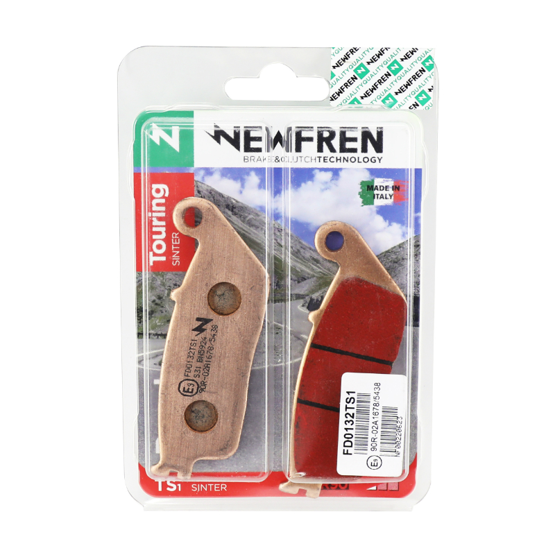 Plaquette de frein Newfren pour kawasaki Z750 2007+2012, Z800 2013+2016 av-triumph 675 street triple 2008+2017av-honda 125 forza 2015+ av (l 39MM - h 102MM p 8.3MM)(FD0132TS) (touring metal fritte) - vue 3