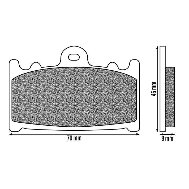 Plaquette de frein Newfren pour kawasaki 600 ZX-6R ninja 1993+1997 av - suzuki 1250 GSF bandit 2007+2018 av, 750 GSX-R 2000+2003 av (l 70MM - h 46MM - p 8MM) (FD0143TS) (touring metal fritte) - vue 2