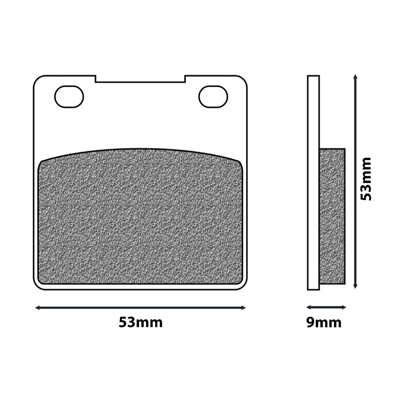 Plaquette de frein Newfren pour suzuki 600 GSF bandit 1995+2004 ar, 650 SV 1999+2002 ar, 750 GSX f 1989+2006 ar (l 53MM - h 53MM - p 9MM) (FD0060TS) (touring metal fritte) - vue 2