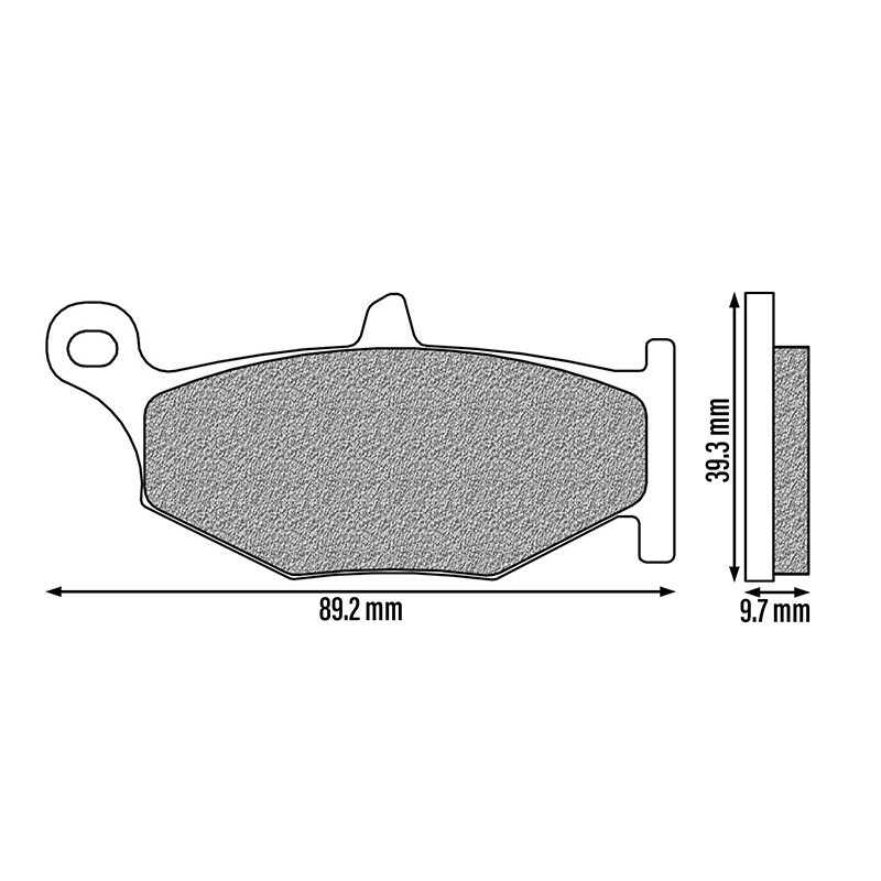 Plaquette de frein Newfren pour suzuki 600 GSX-R 2006+2010 ar, 1300 GSX-R hayabusa 2008+ ar, 400 GSR 2006+ ar, 1050 DL v-strom 2020+ ar (l 89.2MM - h 39.3MM - p 9.7MM) (FD0402TS)(touring metal fritte) - vue 2
