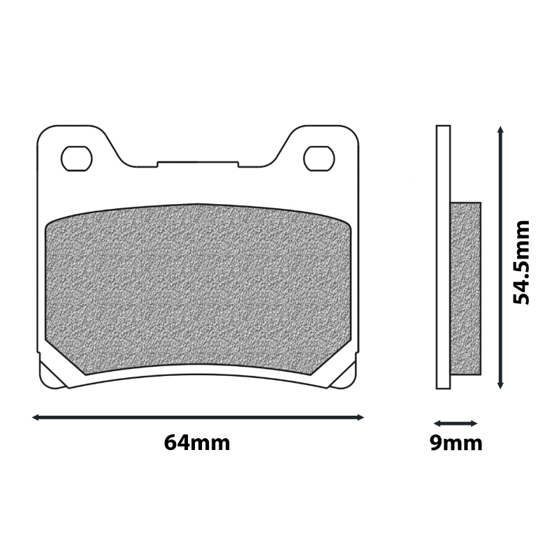 Plaquette de frein Newfren pour yamaha 850 TDM 1991+2001, 900 XJS diversion 1995+2003, 1100 bulldog 2002+2006, 1200 v-max 1991+2003 (l 64MM - h 54.5MM - p 9MM) (FD0068TS) (touring metal fritte) - vue 2