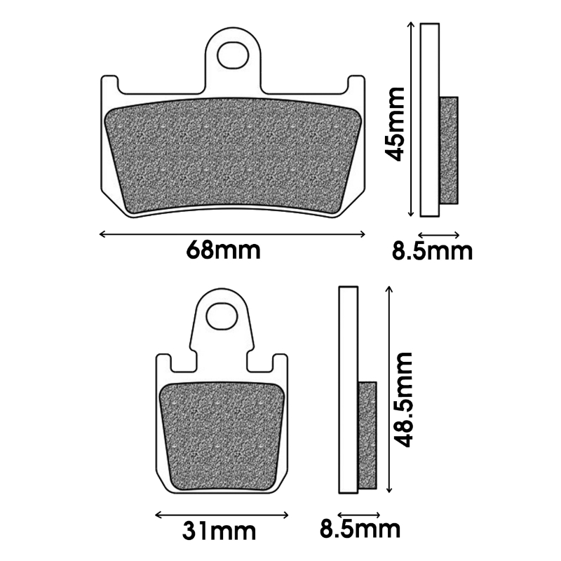 Plaquette de frein Newfren pour yamaha 1670 MT01 2007+ av, 1700 v max 2009+2012 av, 1000 YZF R1 2007+2014 av (l 62MM-31MM - h 45MM-48.5MM - p 8.5MM) (FD0407SP) (sport TT pro metal fritte) - vue 2