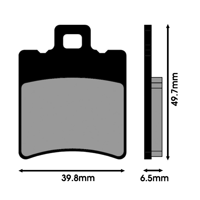 Plaquette de frein Polini pour MBK 50 booster av, nitro av - aprilia 50 SR av - gilera 50 runner av - yamaha 50 BWS av, 100 neos av (l 39.8MM - h 49.7MM - p 6.5MM) (174.0010) (for race) - vue 2