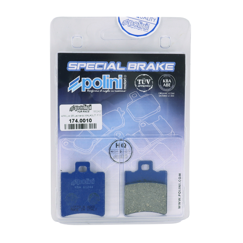 Plaquette de frein Polini pour MBK 50 booster av, nitro av - aprilia 50 SR av - gilera 50 runner av - yamaha 50 BWS av, 100 neos av (l 39.8MM - h 49.7MM - p 6.5MM) (174.0010) (for race) - vue 3