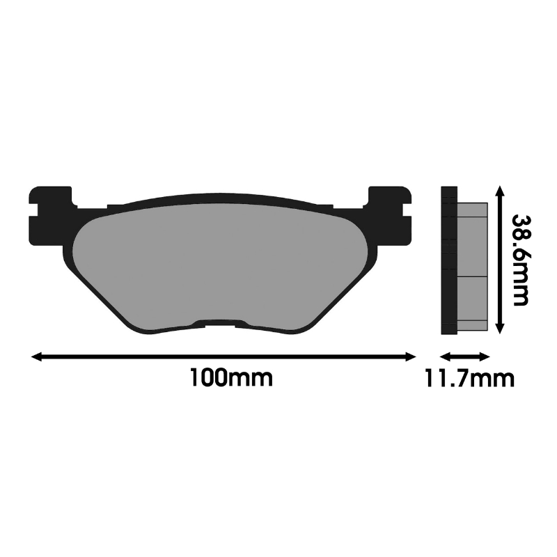 Plaquette de frein Polini pour yamaha 500 TMAX 2001+2003 ar (l 100MM - h 38,6MM - p 11,7MM) (174.0058) (original) - vue 2