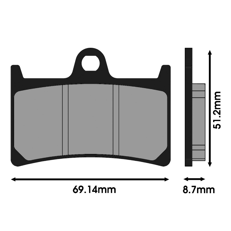 Plaquette de frein Polini pour Yamaha TMAX 560/530/500 et MT-07 700 (L 100MM - H 38,6MM - P 11,7MM) - Réf. 174.0058 - vue 2