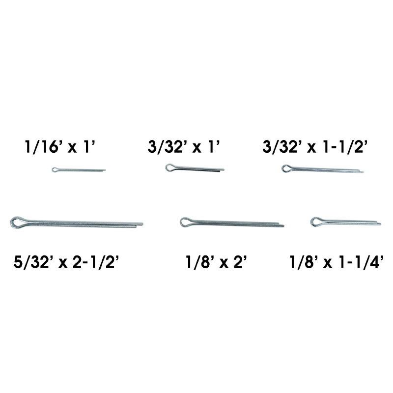 Goupille fendue 6 tailles assortiment boîte de 555 pièces P2R - vue 2