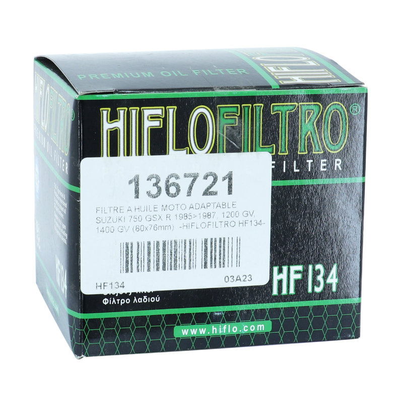 Filtre à huile Hiflofiltro HF134 Suzuki 750 GSX-R 1985-1987 1200 GV 1400 GV 80x76 mm - vue 3