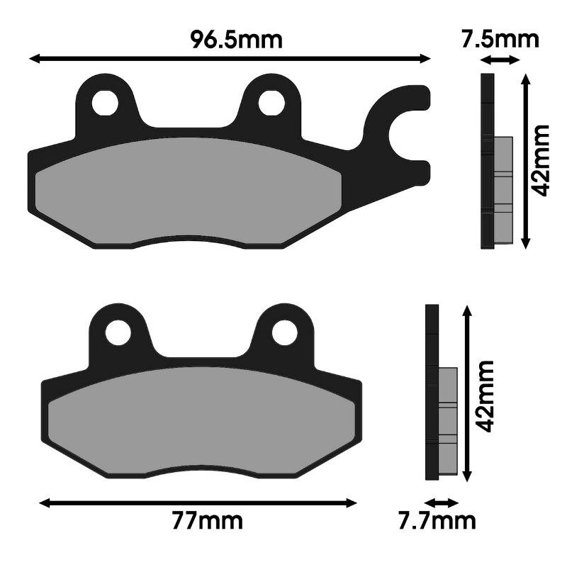 Plaquette de frein POLINI Benelli 150 Caffenero / 125 Caffenero / Suzuki 400 Burgman (174.0064) - vue 2