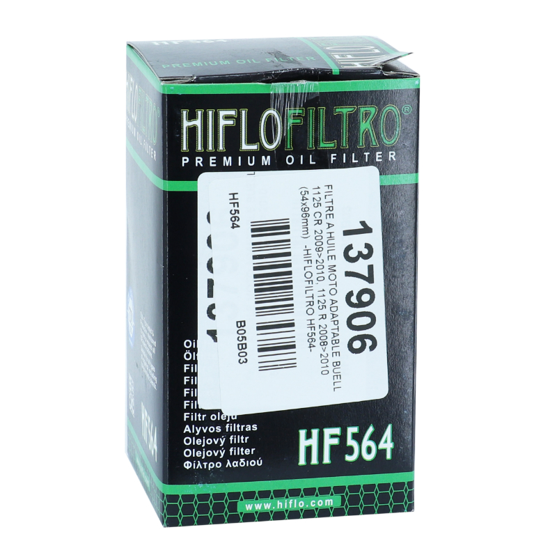 Filtre a huile moto adaptable buell 1125 CR 2009+2010, 1125 r 2008+2010 (54X96MM) -Hiflofiltro HF564 - vue 3